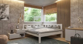 Rohová posteľ so zástenou vpravo Tema P 180x200 cm, bielený buk