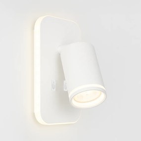Nástenné svietidlo Pipe Ring, 1x biele kovové tienidlo + 1x LED 6w, w, vypínač