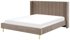 Zamatová posteľ 180 x 200 cm sivobéžová VILLETTE Beliani