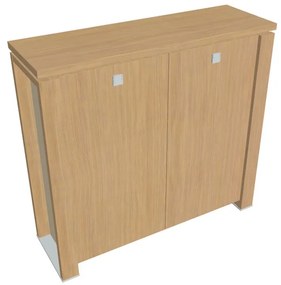 Stredná skriňa Verno+ S 140 x 46 x 130 cm, dub svetlý / vanilka