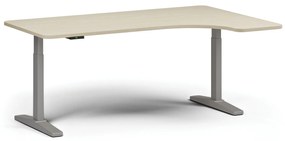 Výškovo nastaviteľný stôl, elektrický, 675-1325 mm, ľavý/pravý, doska 1800x1200 mm, sivá podnož, biela