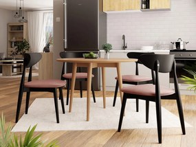Okrúhly stôl Vidariko FI 100 so 6 stoličkami ST80 01, Dostupné poťahy: Magic Velvet 2258, farebné prevedenie stola v dreve: Prírodná, farebné prevedenie stoličky v dreve: čierna