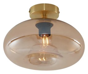 Art Deco stropné svietidlo mosadz s jantárovým sklom - Busa