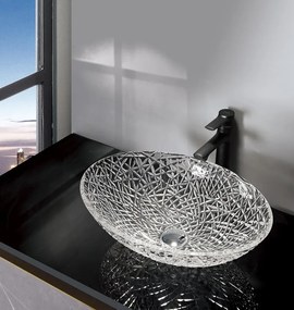 Sapho, PURUS sklenené gravírované umývadlo 50x36 cm, čirá, TY305CL