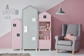 Detská skriňa domček 152 cm - šedá