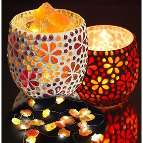 Mozaiková lampa LED - svietnik kameň Karneol KEG KVETY ZOE