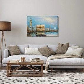 Obraz - Gondola prechádzajúca Benátkami, olejomaľba (90x60 cm)