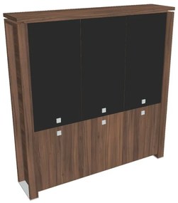Vysoká skriňa Verno+ 200 x 46 x 210 cm, kombinované dvere, orech / čierna
