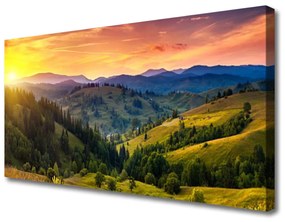 Obraz Canvas Krajina lúka západ 140x70 cm