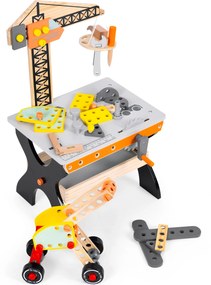 Drevený detský dielenský stôl ECOTOYS s náradím – 76 dielov, kreatívna hračka 3+