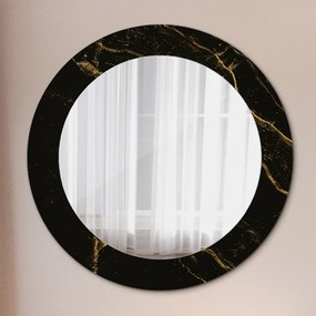 Okrúhle ozdobné zrkadlo na stenu Čierny mramor fi 60 cm