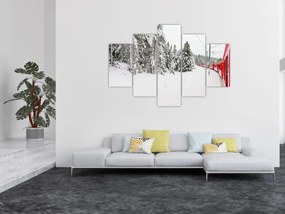 Obraz - Vlak v zasneženej krajine (150x105 cm)