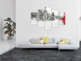 Obraz - Vlak v zasneženej krajine (150x105 cm)