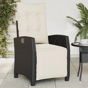 Sklápacia záhradná stolička s podnožkou čierna polyratan 365232