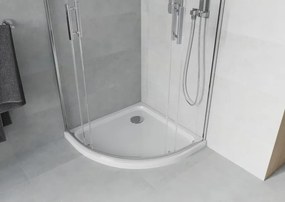 Mexen Rio sprchovací kút polkruhový 90 x 90 cm, transparentný, chróm + vanička Flat, biely - 863-090-090-01-00-4110