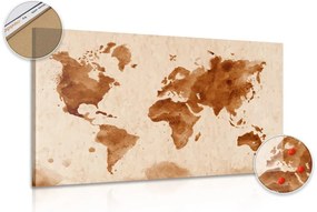 Obraz na korku mapa sveta v retro prevedení