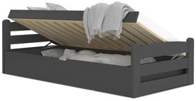 Posteľ z masívu DAVID s úložným priestorom - 200x90 cm - šedá