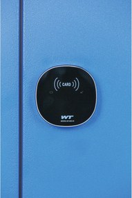 Šatníková skrinka S1 s úložnými boxmi, 6 boxov, 1850 x 900 x 500 mm,zámok s čítačkou RFID kariet, červené dvere