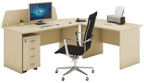 Kancelársky pracovný stôl s kontajnerom MIRELLI A+, typ E, biela