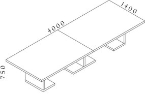 Konferenčný stôl Lineart 400 x 140 cm, brest svetlý