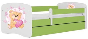 Detská Posteľ. Babydreams+Sz+M Zelená 80x180 Medveď s motýľmi