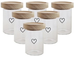 Eulenschnitt Sklenená dóza s vekom Mini Glass/Oak Black Heart - set 6 ks