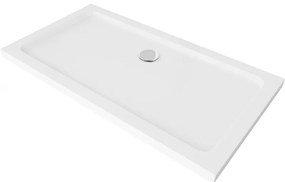 Mexen Slim, obdĺžniková sprchová vanička 140x70x5cm + chrómový sifón, biela, 40107014