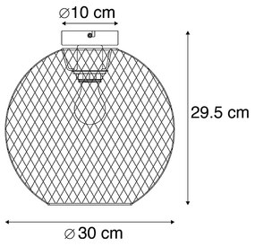 Moderné stropné svietidlo čierne 30 cm - Mesh Ball