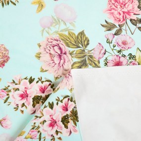 Biante Zamatový štvorcový obrus Tamara TMR-038 Ružová záhrada na svetlo modrom 60x60 cm