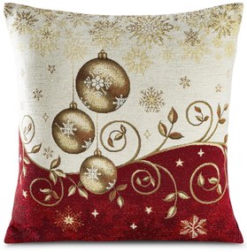 VIANOČNÁ GOBELÍNOVÁ DEKORAČNÁ OBLIEČKA NA VANKÚŠ MERRY1 45X45 CM VZOROVANÁ