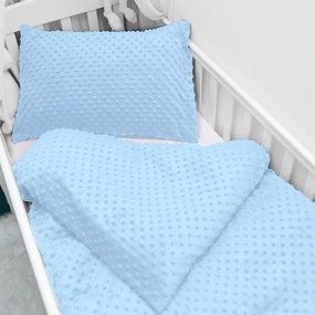 Biante Detské posteľné obliečky do postieľky Minky 3D bodky MKP-008 Nebeské modré Do postieľky 90x130 a 40x60 cm
