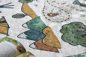 Detský koberec protišmykový BAMBINO 61420 krémový / zelený