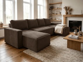 Tmavohnedá sedacia súprava do U SMART COSARO 295x140 cm