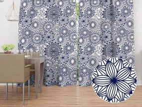 Biante Bavlnený záves Sandra SA-274 Tmavo modré mandaly na bielom 140x240 cm