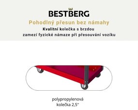 Kovový pojazdný dielenský vozík s 3 policami BestBerg BBTC-301 / SPCC steel