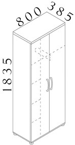 Vysoká široká šatníková skriňa Visio LUX 80 x 38,5 x 183,5 cm, dub