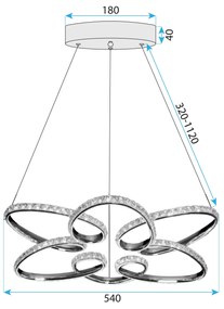 Toolight Toolight, LED stropné osvetlenie 54cm, 48W, 4000K, G002-CP, chrómová, OSW-09743