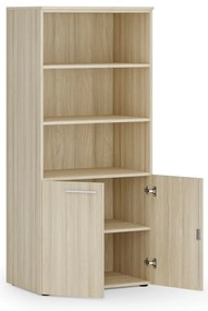 Kombinovaná kancelárska skriňa PRIMO WOOD, nízke dvere, 800 x 500 x 1781 mm, dub prírodný