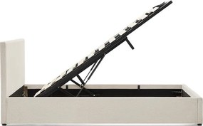 Béžová čalúnená dvojlôžková posteľ s úložným priestorom s roštom 180x200 cm Nahiri – Kave Home