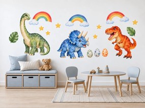 Dinosaury pod dúhou farebné detské nálepky s dúhou na stenu arch 46 x 22 cm