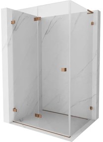 Mexen Lunar-F L, 1-krídlový sprchový kút so skladacími dverami, ľavý, 95 x 80 cm, 8mm číre sklo, ružové zlato profil, 836L-095-080-60-00-L