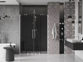 Mexen Velar Duo, posuvné sprchové dvere do otvoru 160 cm, 8mm šedé sklo, brúsená oceľ, 871-160-000-42-97