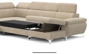 Rozkladacia rohová sedačka do U CATANIA ľavá s úložným priestorom béžová