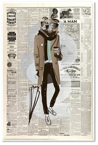 Obraz na plátně Retro noviny Hipster Dog - 80x120 cm