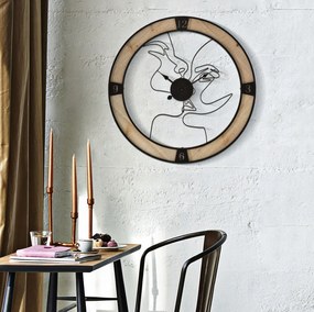 Nástenné hodiny Couple 60 cm čierne/hnedé