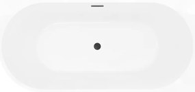 Mexen Silo, rohová voľne stojaca ryhovaná vaňa, pravá, 170 x 80 cm, biela-šedá, čierny matný prepad, 52891708062P-70