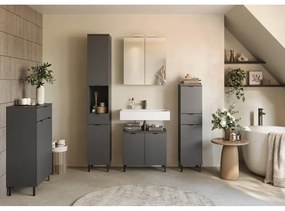 Antracitová závesná/so zrkadlom kúpeľňová skrinka 60x71 cm Arcena – Germania