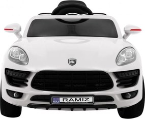 Ramiz Turbo-S batériové auto pre deti Biele + Diaľkové ovládanie + Pomalý štart + EVA kolesá + MP3 rádio