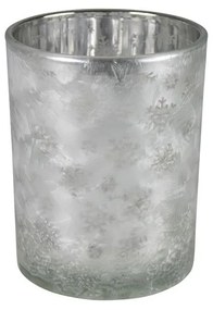 Malý sklenený svietnik s motívom snehových vločiek - Ø 7 * 8cm