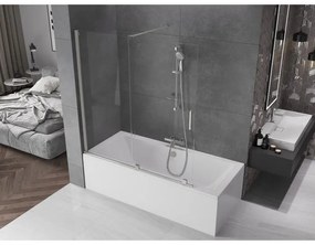 Mexen Velar, 2-krídlová posuvná vaňová zástena 150 x 150 cm, 8mm číre sklo, brúsená oceľ, 896-150-000-01-97